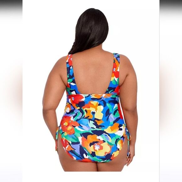 Lauren Ralph Lauren Plus Size Side-Shirred One-Piece Swimsuit NWT Size 22W - Picture 2 of 5